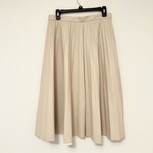 Ann Taylor Petite Pleated Cream Faux Leather Midi Skirt NWT New Women's 6P